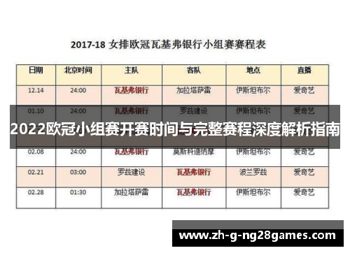 2022欧冠小组赛开赛时间与完整赛程深度解析指南